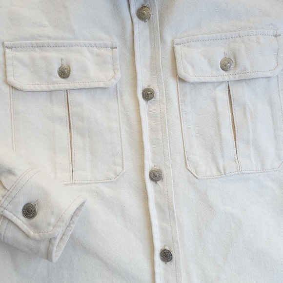 The Kooples Ecru Minimilist Lag & Look Denim Shacket - Picture 6 of 10